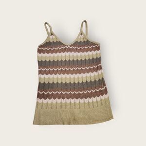 Vintage Y2k No Boundaries green striped metallic v-neck camisole tank top